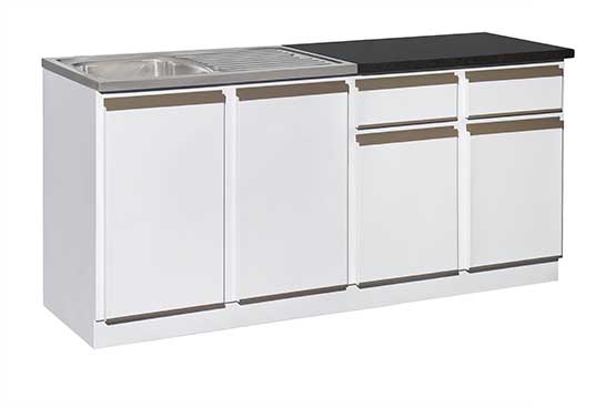 1800 combo sink unit with stainless steel sink and 32mm postformd Formica Lifeseal™ worktop - (available either right or left hand bowl)